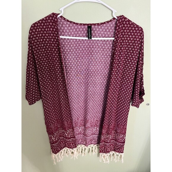 Full Tilt Girls Open Front Top Kimono Beach Cover-Up Tassels Size Medium - Picture 1 of 6